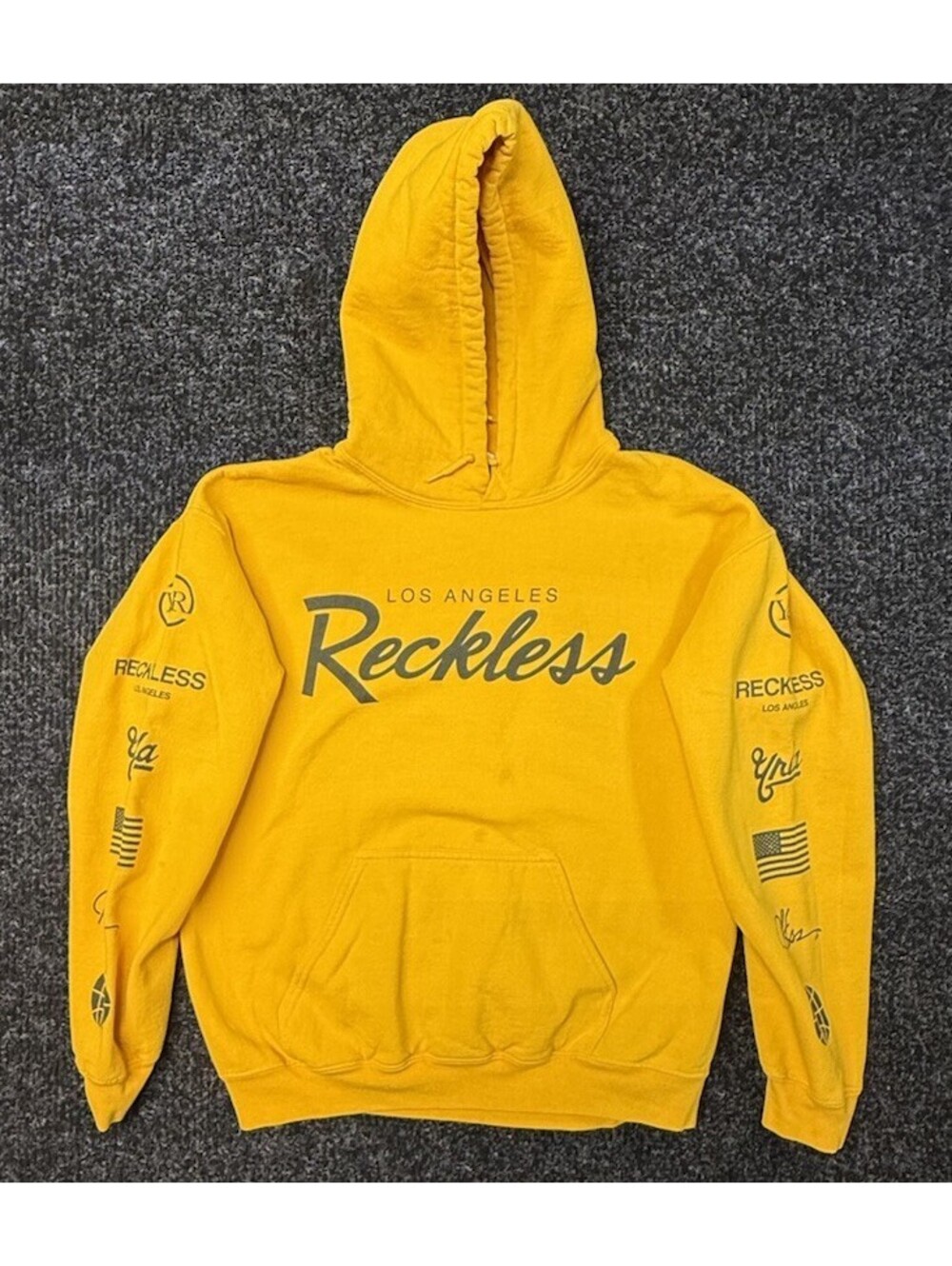 Young & Reckless Men’s Medium Yellow Los Angeles Graphic Pullover Hoodie